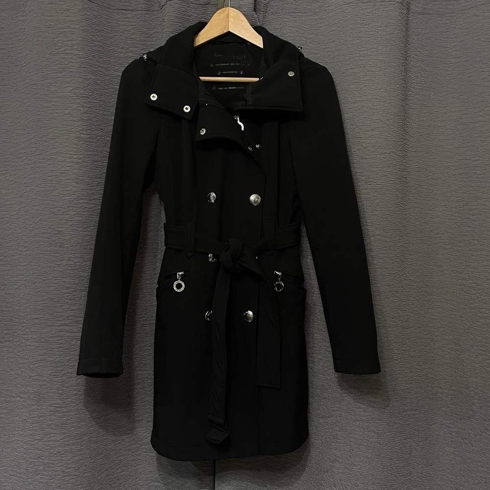 Calvin Klein Black Rain Coat Soft Shell with Hood